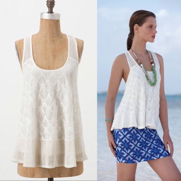 Anthropologie Tops - Anthropologie Heartloom Crochet Racerback Lace Top